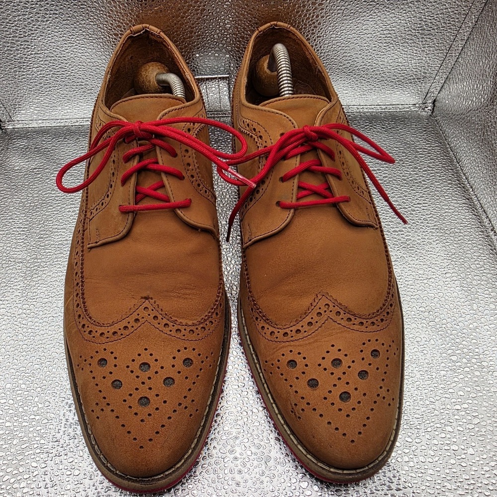 JD Fisk Men's Wingtip Oxford Dress Shoes Brown Leather 10.5 M Fashion Lace-Up - Picture 2 of 11